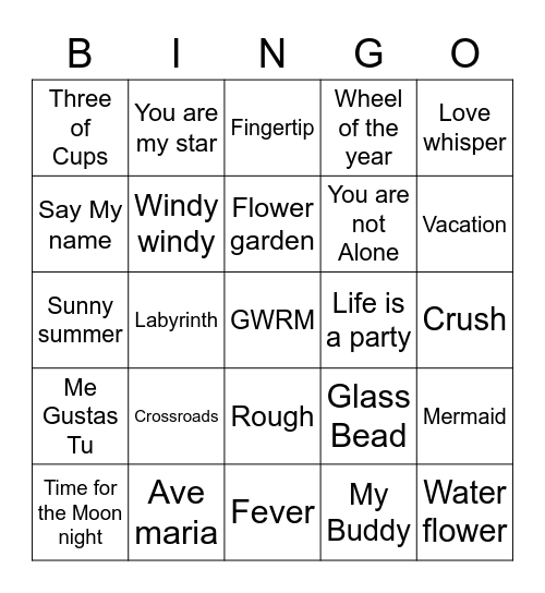 The Beginning of Love Bingo Card