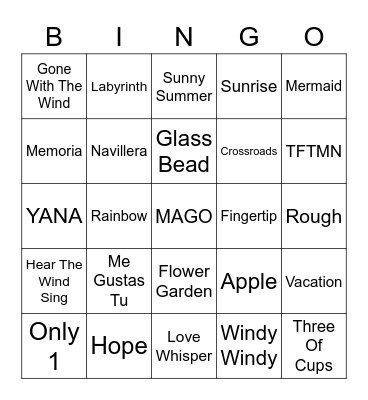 The Beginning of Love Bingo Card