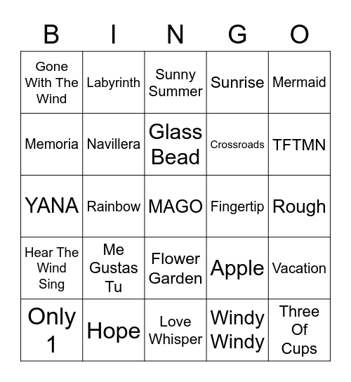 The Beginning of Love Bingo Card