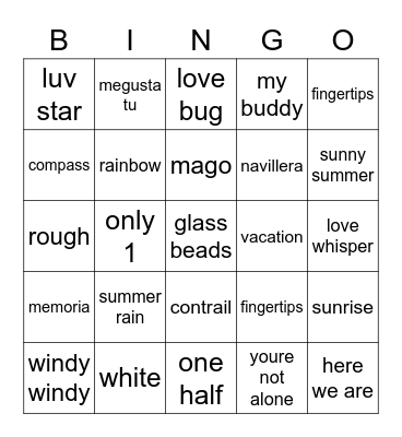 the beginning of love Bingo Card