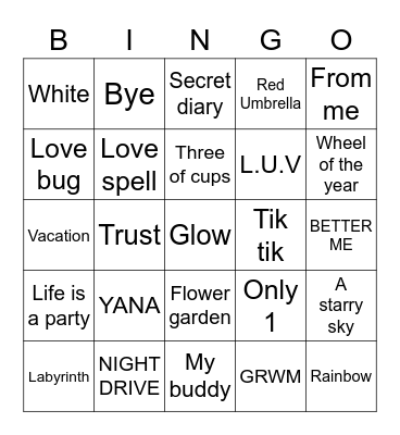 The Beginning of Love Bingo Card