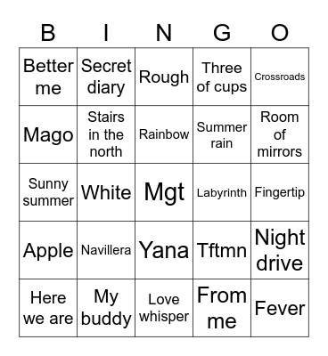 The beginning of love Bingo Card