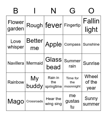 THE BEGINNING OF LOVE Bingo Card