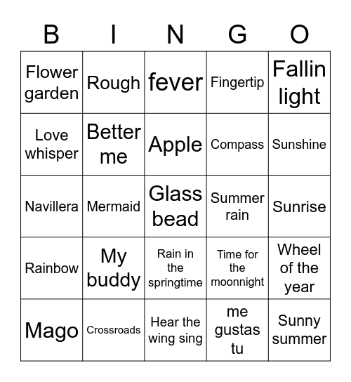 THE BEGINNING OF LOVE Bingo Card