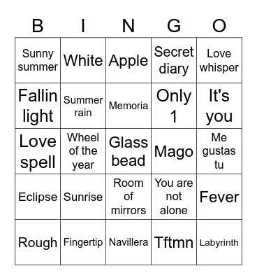 The beginning of love Bingo Card