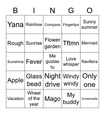 The beginning of love Bingo Card