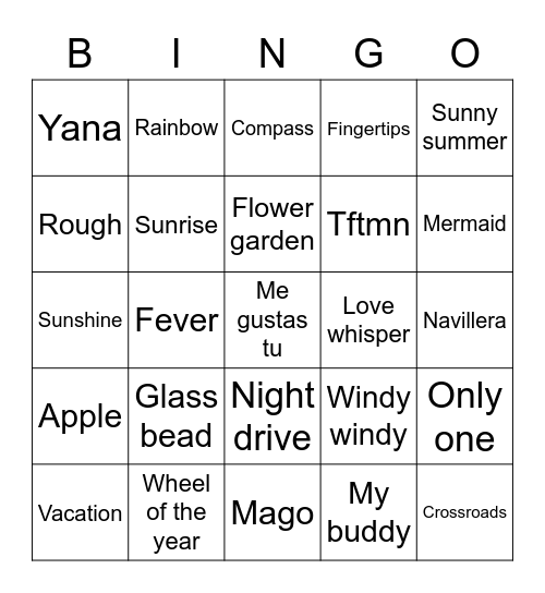 The beginning of love Bingo Card