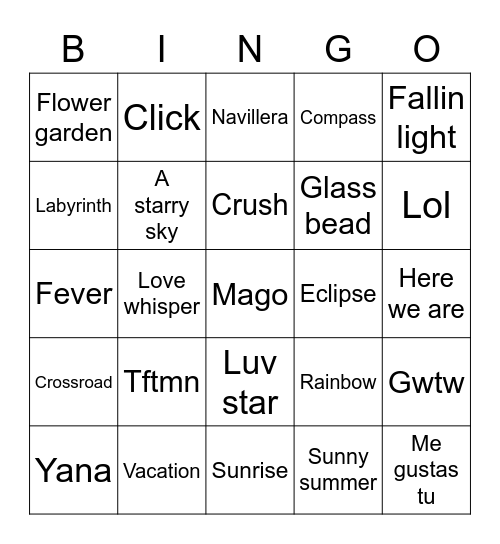 Untitled Bingo Card