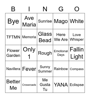 THE BEGINNING OF LOVE Bingo Card