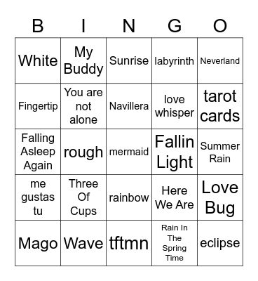 The Beginning Of Love Bingo Card