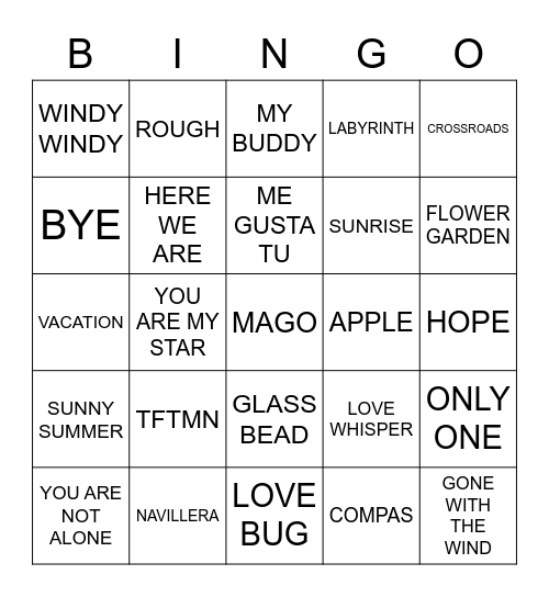 THE BEGINNING OF LOVE Bingo Card