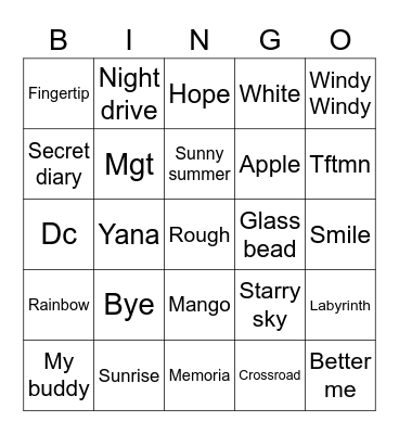 The beginning of love Bingo Card