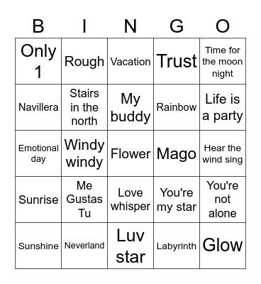 The Beginning Of Love Bingo Card