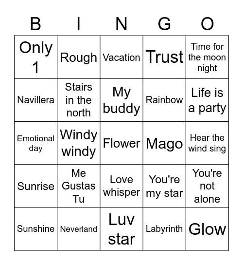 The Beginning Of Love Bingo Card