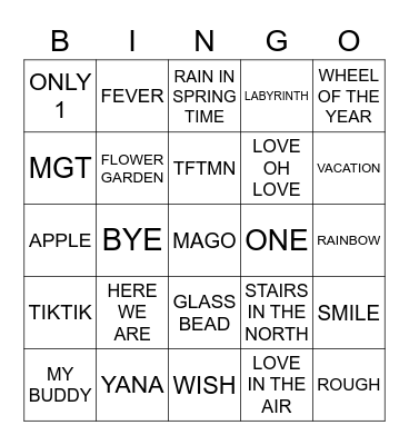 The Beginning Of Love Bingo Card