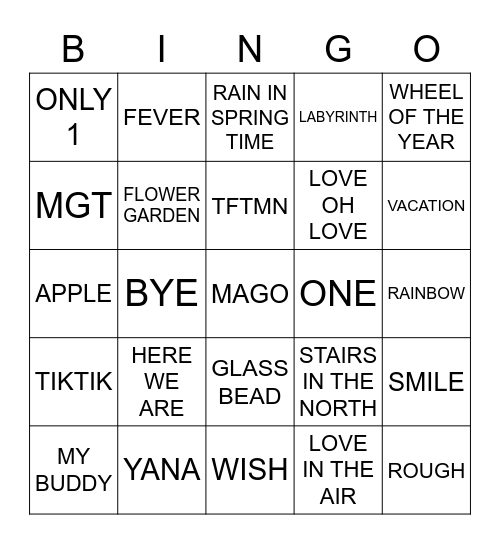 The Beginning Of Love Bingo Card