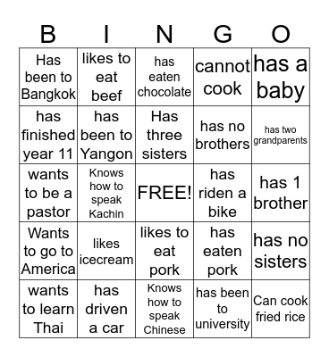 WHO HAS Bingo Card