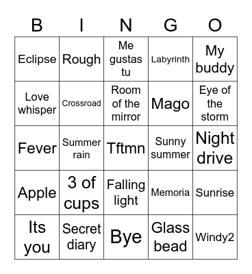 The beginning of love Bingo Card