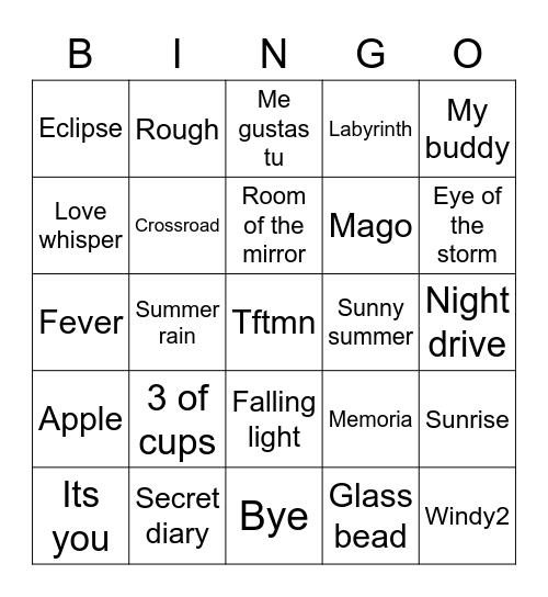 The beginning of love Bingo Card