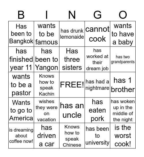 WHO HAS Bingo Card