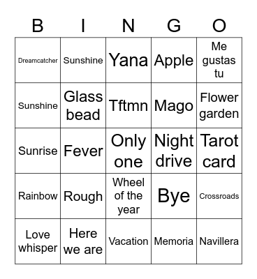 The beginning of love Bingo Card