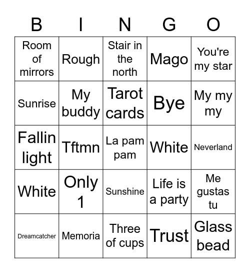 The beggining of love Bingo Card
