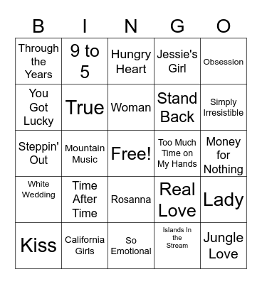 Mixx Master Music Bingo Card