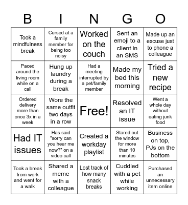 WFH BINGO Card