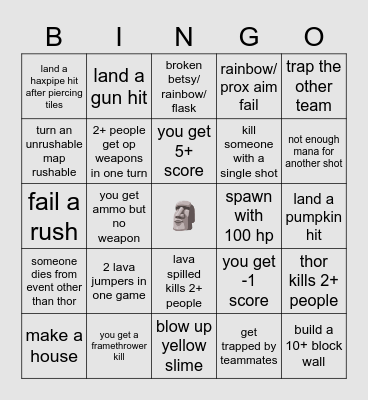 tank wars bingo Card