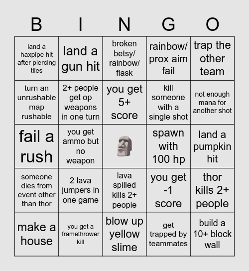 tank wars bingo Card