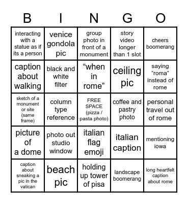 Bingo Roma Bingo Card