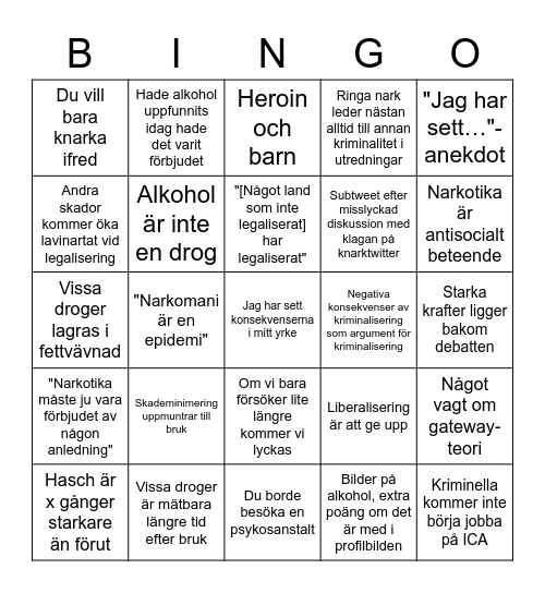 Knarktwitterbingo Card