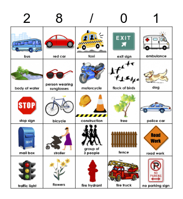 Birthday Trip Hunt Bingo Card