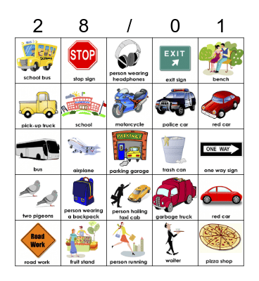 Birthday Trip Hunt Bingo Card