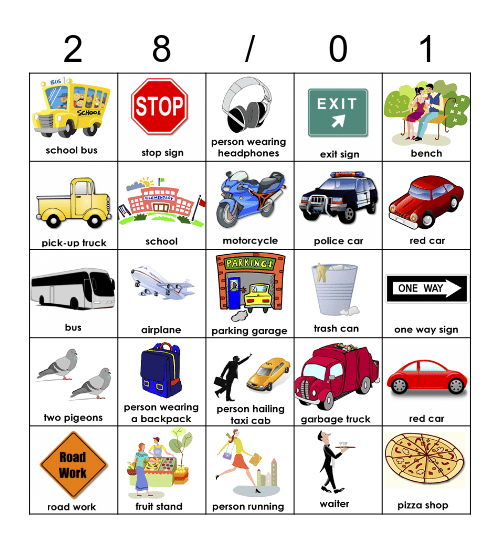 Birthday Trip Hunt Bingo Card