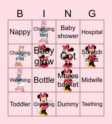 Rosie's Baby Shower Bingo Card