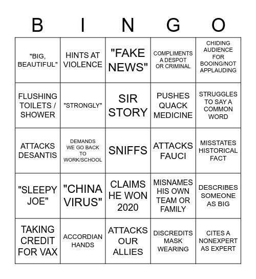 TRUMP COVID BINGO Card