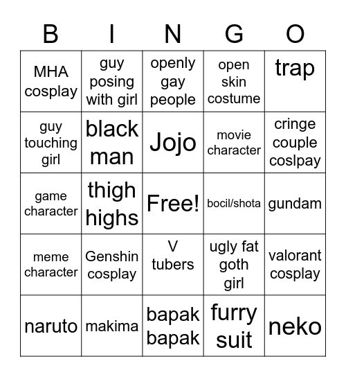 Animetoku Bingo Card