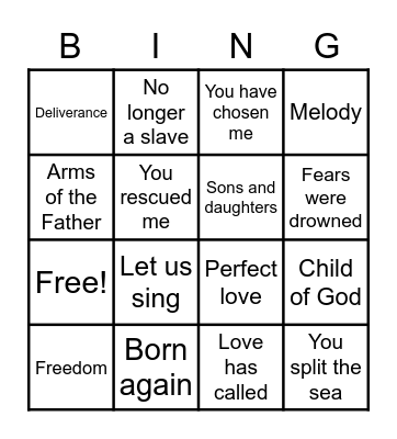 Song Bingo Card