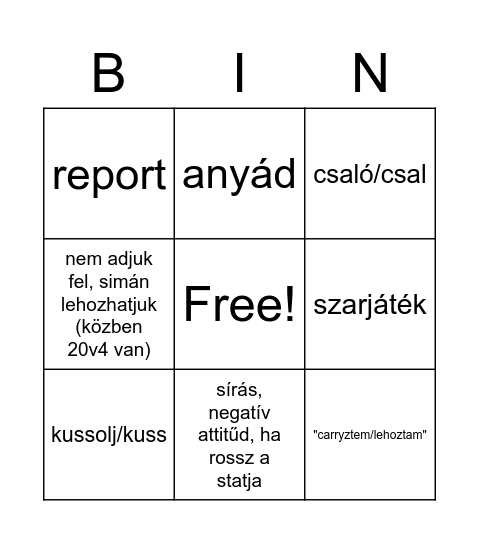 Owen Bingo Card