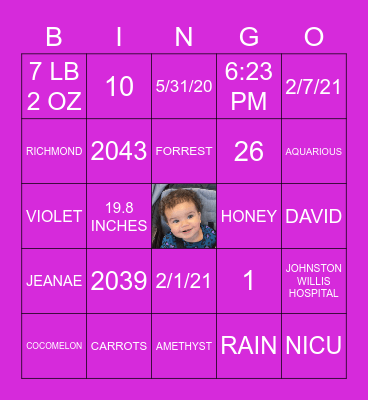 PRINCESS VIOLET'S BINGO Card