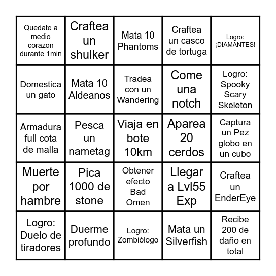 Carta de Bingo Card