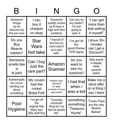 Toy Show/Shop Bingo Card