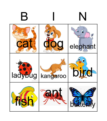 Animals Bingo Card