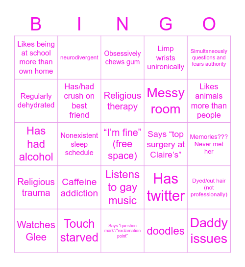 Spicy Thoughts Bingo Card