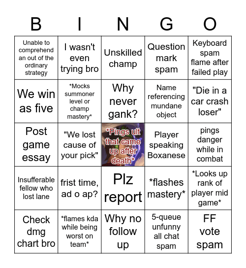 Corking Binge Bingo Card