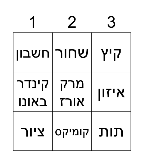 בינגו להכיר את תהל Bingo Card