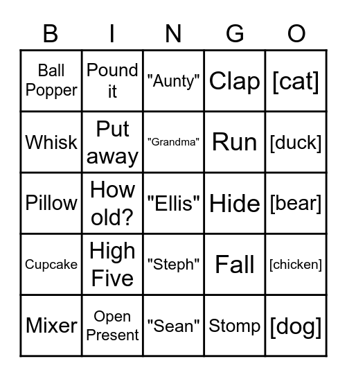 Ellis is Two Bingo Card