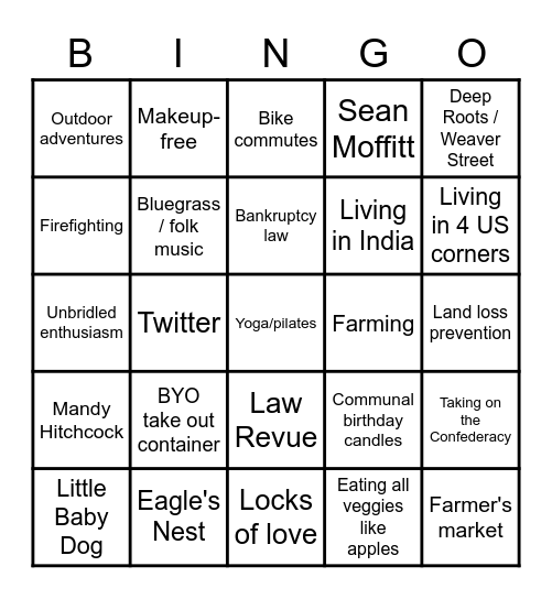 In Celebration of Jamey Mavis Lowdermilk Bingo Card