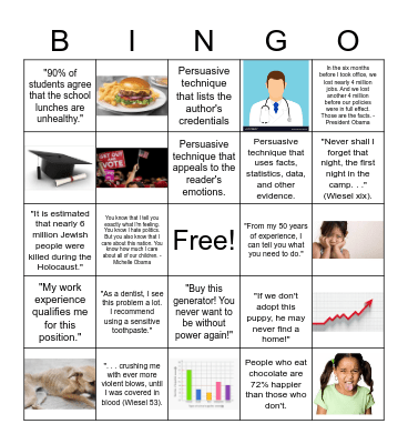 Ethos, Pathos, or Logos? Bingo Card